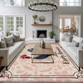 thumbnail image 3 of Early Rooster Area Rugs 5'x8', Washable Small Throw Rugs for Classroom Bedroom, Pink Spring Farmhouse Leaves Burlap Indoor Outdoor Rug Non-Slip Low Pile Carpet Runner Reversible Floor Mats, 3 of 8