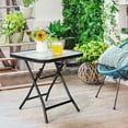 thumbnail image 2 of Costway Patio Folding Square Glass Side Table Bistro Coffee Table Plant Stand, 2 of 10