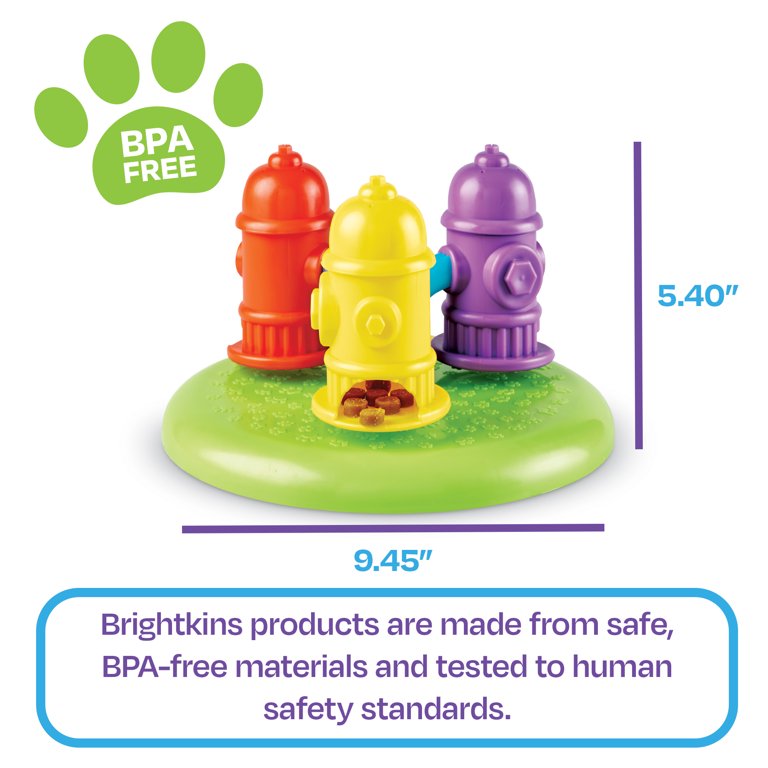 Brightkins Spinning Hydrants Dog Toy Treat Puzzle for Interactive Enrichment  Training & Puppy Birthdays 