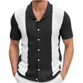 thumbnail image 2 of SDNall Mens Summer Shirts Fashion Knit Casual Solid Color Short Sleeve Turndown Collar Shirt Mens Casual Button Down Shirts (Black,Sizes:M-3XL), 2 of 9
