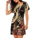 thumbnail image 2 of Easygdp Gothic Eastern Floral Skull Camisón de manga corta para mujer, informal, estampado, 2 of 6