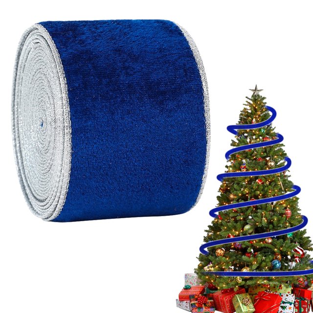 Velvet Christmas Wired Ribbon, Double Sided Velvet Ribbon for Christmas Tree Wreaths Gift Wrapping Bows Gralands Home Decor Crafts, 1 Roll, 2.48 In x2.19 Yard