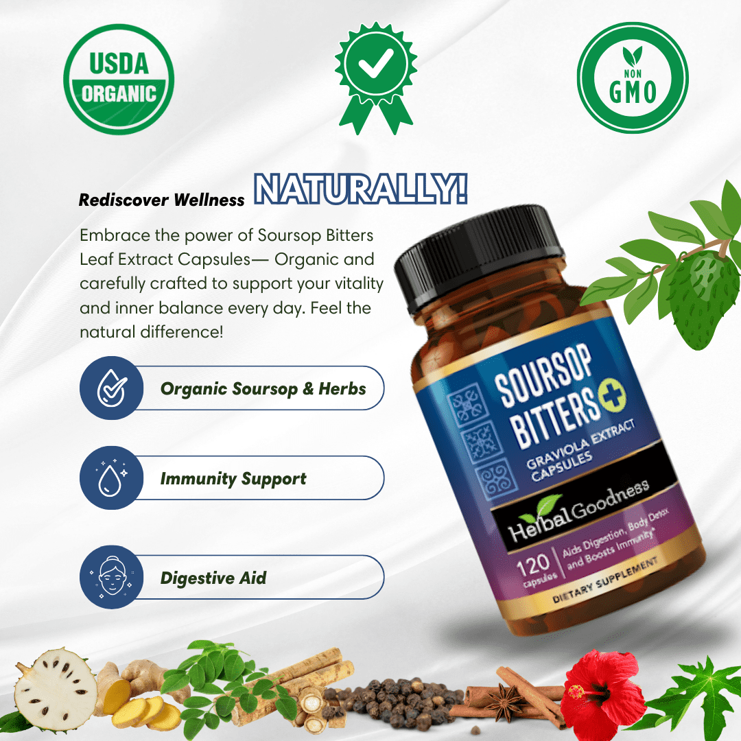SALE【最安値】3/8まで正規品ABAO x GRAPEBRAIN Herbal Goodness, Soursop Bitters Capsules, Organic, 1000mg, 120