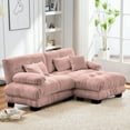 thumbnail image 3 of FFH Loveseat with Ottoman, 94.4" Oversized Cloud Sofa, L-Shaped Sectional Couch for Living Room (Chenille Pink, 2 Seater with 1 Ottoman), 3 of 11