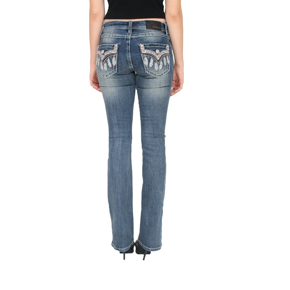 Grace in LA - Grace in LA Women Faded Bootcut Jeans with Embellished ...