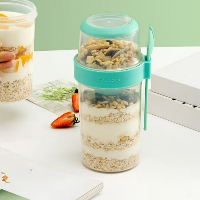Double Layer Portable Light Meals Cup with Spoon and Dressing Container for Office and On-the-Go Lunch