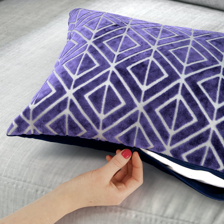 Geometric Burn Out Velvet Throw Pillow