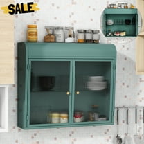 GZXS 27.55" Wall-Mounted Metal Cabinet with Fluted Tempered Glass Doors, 2-Door Storage Cabinet with Removable Glass Shelf, for Bathroom, Kitchen, Home Office (Army Green)
