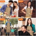 thumbnail image 6 of Brown Christmas Pattern Apron-Garden Aprons for Women with Pockets-Cotton Linen Waterproof Kitchen Cooking Gardening Aprons Adjustable for Kitchen,Cooking,BBQ and Salon 33"x27", 6 of 7