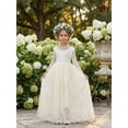 thumbnail image 3 of 2Bunnies Girls' 12M-12yr Paisley All-Over Lace V Back Long Sleeve Maxi Flower Girl Dress, 3 of 4