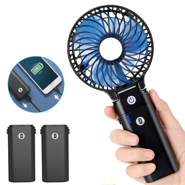 Ventilador portátil de mano xasla con 2 baterías de 5200 mAh