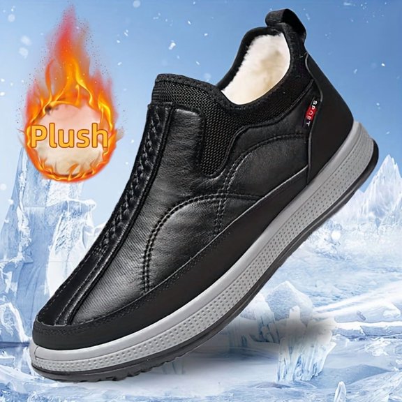 [Men's Slip-On Winter Boots] Easy Slip-On Closure Dad Boots for Snow Ice Everyday & Formal Use - Durable -like Material - Ideal Gift Men's Slip-On Winter Boots | Thermal Insulated Non-Slip PVC Sole |