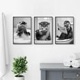 thumbnail image 4 of Hieng Funny Animal Bathroom Canvas Wall Art, Black White Bathroom Poster, Cute Having Bath and Brushing Teeth Otter Picture Print, Fun Otter Read Newspaper on Toilet Painting (Framed canvas), 4 of 6