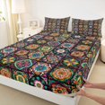 thumbnail image 3 of Manfei Bohemian Damask Mandala Twin Sheet Sets 3pcs for Female Men,Geometric Plaid Twin Fitted Sheet Microfiber,Exotic Style Breathable Flat Sheet,Ultra Soft Home Decor, 3 of 7