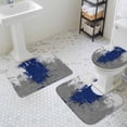 thumbnail image 3 of Abstract Art Bathroom Rugs Set Blue Grey Wall Mottled Texture Minimalist Modern Non Slip Absorbent Soft Bath Mats 3 Piece Set with Bathroom Rug, U-Shaped Floor Mat, Toilet Seat Cover Small Size, 3 of 9