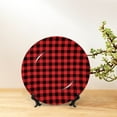 thumbnail image 6 of Zufioo Buffalo Plaid Red Black Print Bone China Decorative Plate, Ceramic Dinner Plate with Stand Ceramic Decoration Homewares-6in, 6 of 6