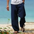 thumbnail image 2 of XINPING Summer Pants for Men Relaxed Fit Outdoor Casual Pants Breathable Dress Pants Beach Summer Lightweight Trousers, 2 of 8