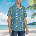 thumbnail image 3 of Susaid Teeth Cosmonaut Print Hawaiian Shirts for Men Women,Hawaiian Summer Short-Sleeve Casual Relaxed-Fit Button-Down,Medium, 3 of 7
