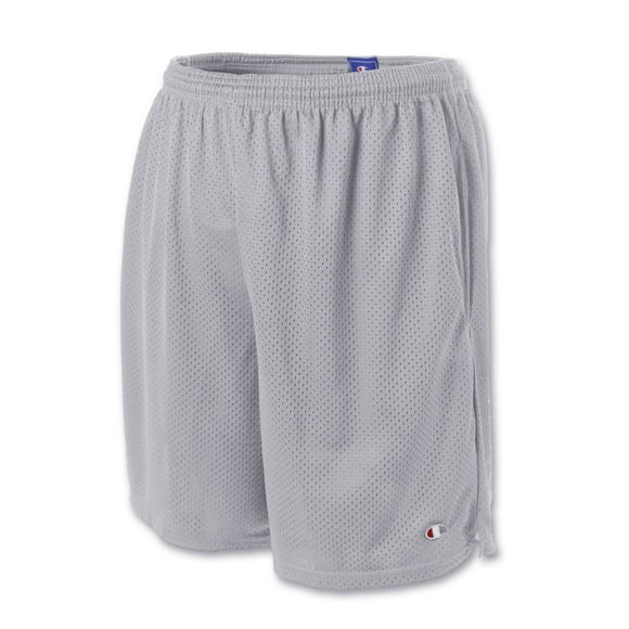 Champion Mens Long Mesh Shorts with Pockets, L, Athletic Gray