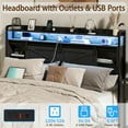 thumbnail image 3 of Linor Queen Size Headboard, 3 Tier Storage Headboard with Sliding Barn Doors, Outlets, USB Ports, LED Light, Width Adjustable for Queen Size Beds, Rustic Black, 3 of 6
