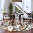 thumbnail image 3 of Paisley Flower Round Area Rug 6Ft Washable Circle Rugs for Bathroom Office, Spring Watercolor Floral Leaf Plant Non-Slip Carpet Floor Mats Indoor Outdoor Carpet Runner Aesthetic Home Decor, 3 of 8