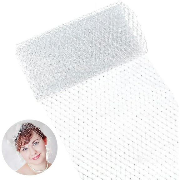 2 Yards Birdcage Veil Netting Fabric 10inch Wide Gold Silver Net Mesh Bridal Veil for Hat Millinery Wedding Decor Silver