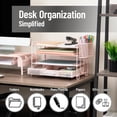 thumbnail image 2 of Mesh Desk Organizer, 3 Trays, 1 Drawer, 2 Pen Holders, Office Desktop Organizer, Metal Mesh, Pink, 2 of 4