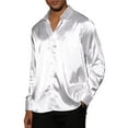thumbnail image 4 of Lars Amadeus Men's Prom Satin Long Sleeves Button Down Slim Fit Formal Shirts, 4 of 6