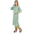 thumbnail image 4 of Moomaya Printed Full Sleeve A-Line Kurti For Women Crinkle Rayon Designer Indian Ethnic Blouse, 4 of 7