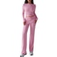 thumbnail image 2 of Conjuntos de 2 Piezas para Mujer, Larga, Cuello Redondo, Pantalones Acampanados de Cintura Alta, Conjuntos de Chándal, Ropa de Calle. Rosa M, 2 of 9