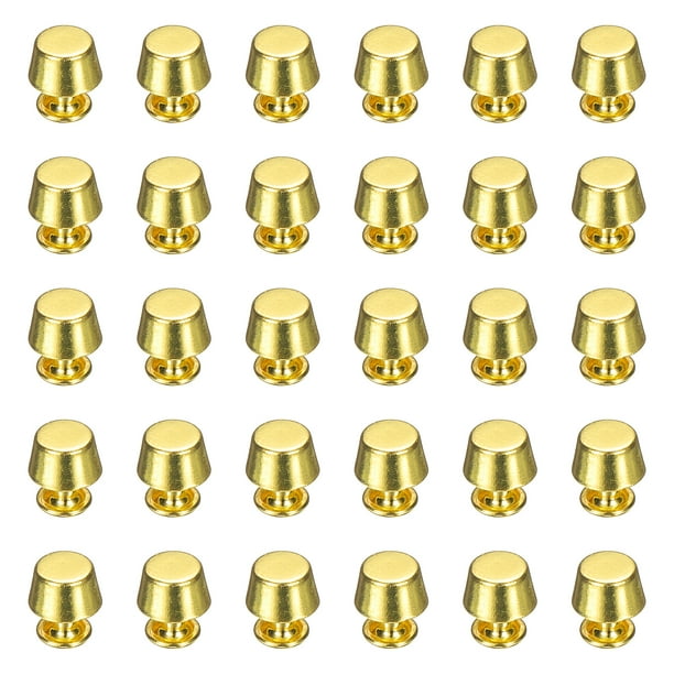 Uxcell 60 Pcs Remaches de Tornillo de 8mm con Cabeza Plana, Studs Metálicos, Dorado Brillante