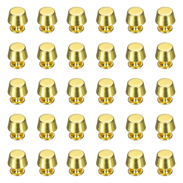 Uxcell 60 Pcs Remaches de Tornillo de 8mm con Cabeza Plana, Studs Metálicos, Dorado Brillante