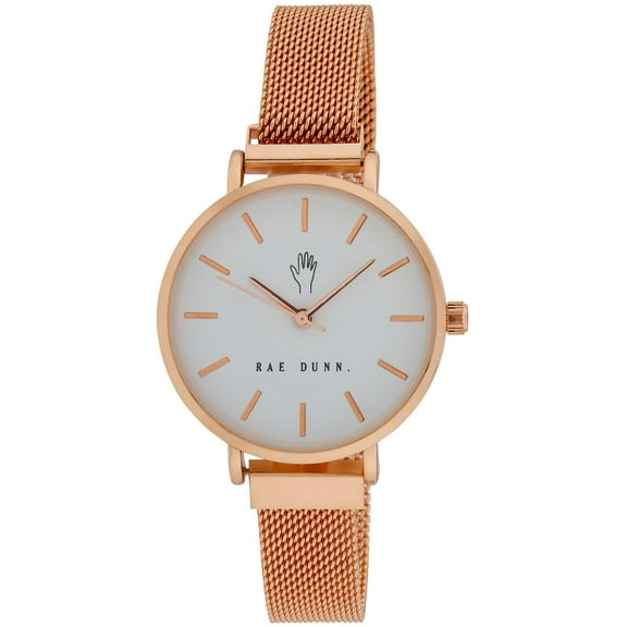 Rae Dunn Women's ROBIN Rose Gold 33mm Sleek Round Face Magnetic Clasp Mesh Watch