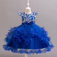 thumbnail image 4 of Girl Ruffle Tiered Tutu Gown Sleeveless Embroidery Lace Princess Dresses Party Ball Tulle Pageant Gowns for Wedding, Birthday, Size 2-10T, 4 of 9