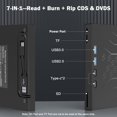 thumbnail image 3 of Unidad de DVD externa Wabcon 7 en 1 USB 3.0 y tipo C para computadora portátil, 3 of 7