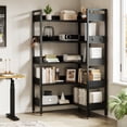 thumbnail image 3 of 5-Tier Corner Bookshelf, Convertible l-Shaped Bookcase with Industrial Metal Frame, Multi-Functional Storage Shelf for Living Room, 3 of 7