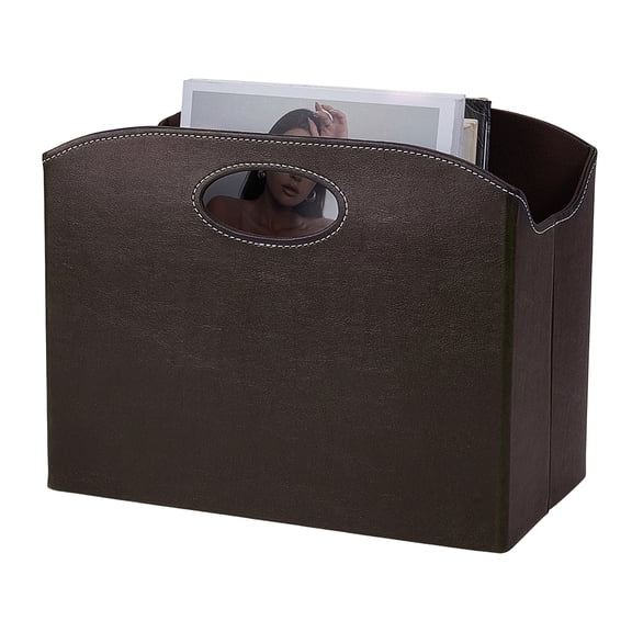 PU Leather Magazine Holder Floor Foldable Magazine Holder Document File Storage Rack Book Organizer Basket