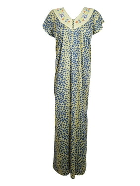 Mogul Women Maxi Dress Printed Sleepwear Loose Caftan Dress Housedress Nightwear Kaftan Dresses XL