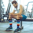 thumbnail image 6 of FREEAMG Mexican Serape Blanket Stripes Compression Socks Women Men Knee High Stockings for Sports,Running,Travel 2Pair, 6 of 7