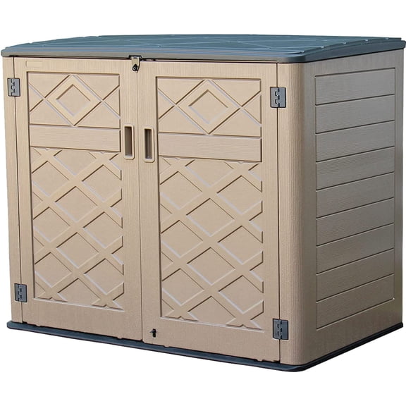 Large Horizontal Storage Sheds, 48 cu.ft Resin Garden Shed Weather Resistance, Outdoor Storage Box Lockable for Patio Backyard Garden