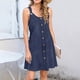 thumbnail image 3 of Camisón de poliéster para mujer, vestido de tirantes con cuello en V y botones para vacaciones de primavera y verano., 3 of 7