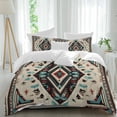thumbnail image 2 of Boho Red Teal Brown Bedding 3 Piece Duvet Cover Set Queen Size, Southwestern Retro Geometric Soft Microfiber Comforter Cover with Zipper Closure & Pillowcases, Wrinkle & FadeResistant Quilt Cover, 2 of 9