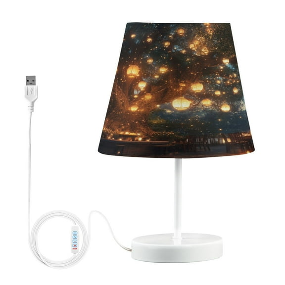 BZSMCE Table Lamp Creative Tree with Hanging Lanterns Evening Simple Pattern Night Light