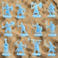 thumbnail image 5 of JWQFBC 2Pcs Plastic Medieval Knight Soldier Toys Action Figure Army Infantry Swordman Light Blue, 5 of 7