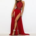 thumbnail image 3 of Zmoon Women's See-Through Lace Bare Back High Slit Dress, 3 of 6