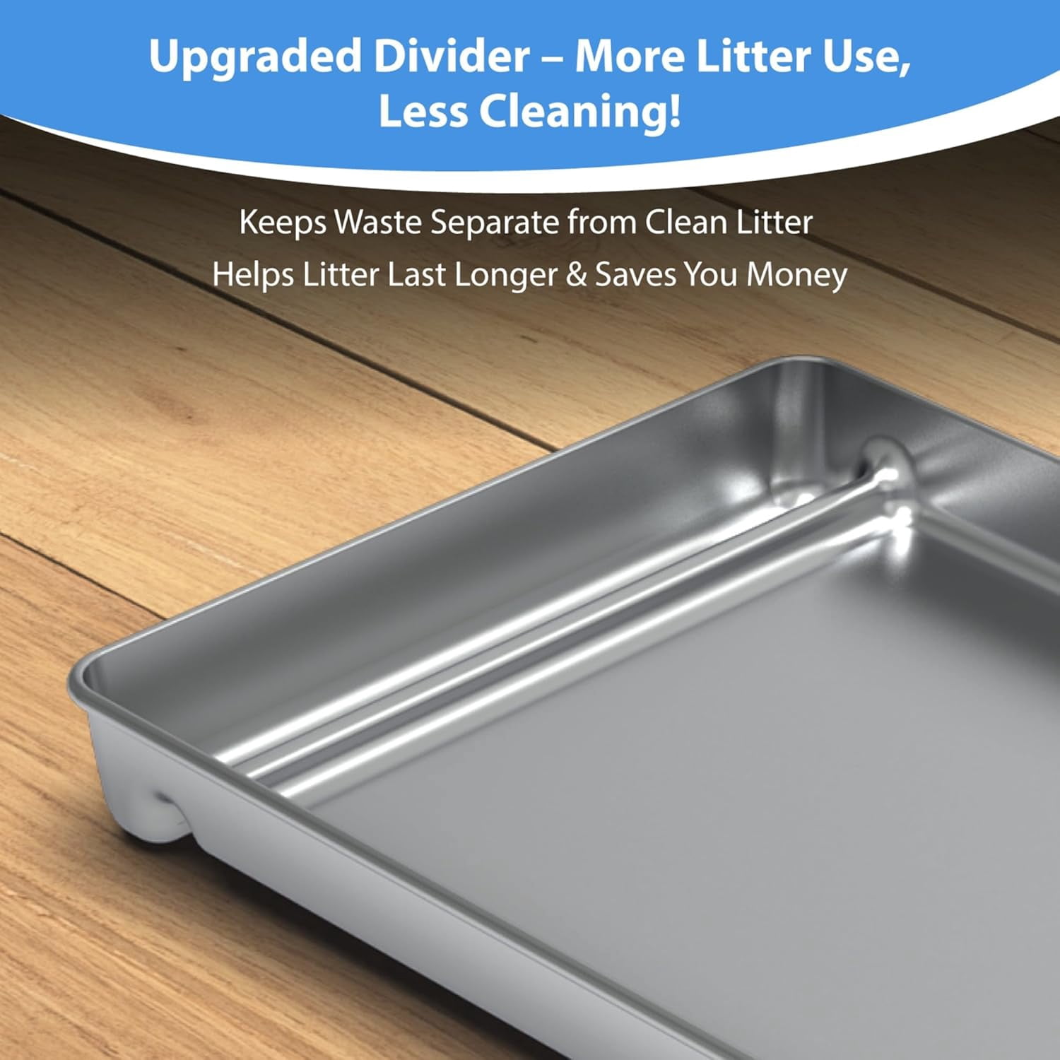 SUMMIT Upgraded Stainless Steel Reusable Litter Tray Compatible with PetSafe Scoop-Free Self-Cleaning Cat Litter Boxes – Deeper Waste Section & Enhanced Odor Control
