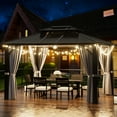 thumbnail image 3 of Sunmthink Patio 10x12 ft. Hardtop Gazebo, Double Roof Aluminum Frame with Netting and Curtains, Gray, 3 of 7