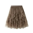 thumbnail image 2 of Elainilye Fashion Women Fairy Skirt Versatile Solid Color Short Skirt Mesh Skirt Multilayer Short Skirt,Brown, 2 of 7