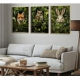 thumbnail image 3 of 3pcs Magical Forest Animal Canvas Wall Art Retro Wild Cottagecore Animals Posters Prints green Adventure Theme Pictures Paintings Fox Owl Rabbit Wall Decor for Bedroom Home Decoration, 3 of 6