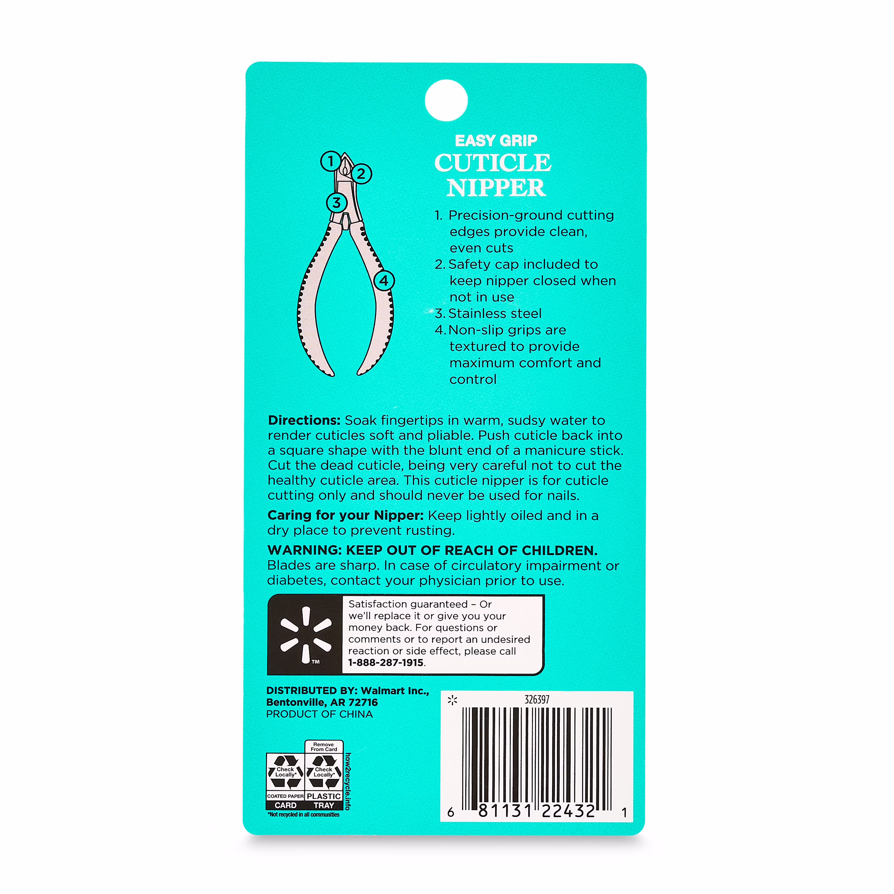 thumbnail image 6 of Equate Stainless Steel Easy-Grip Cuticle Nipper, 1 Count, 6 of 7